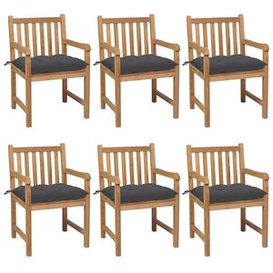 vidaXL Garden Chairs 6 pcs with Anthracite Cushions Solid Teak Wood