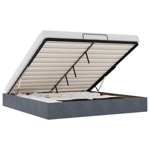 vidaXL Ottoman Bed Frame No Mattress Dark Grey 180x200 cm Super King Velvet