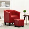 vidaXL Tub Chair with Footstool Red Faux Leather