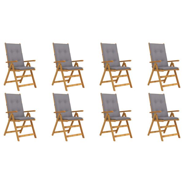 vidaXL Folding Garden Chairs with Cushions 8 pcs Solid Acacia Wood