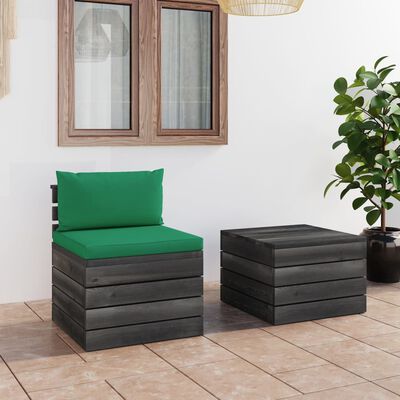 vidaXL 2 Piece Garden Pallet Lounge Set with Cushions Solid Pinewood