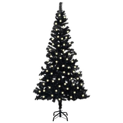 vidaXL Artificial Pre-lit Christmas Tree with Stand Black 120 cm PVC
