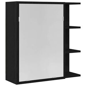 vidaXL Bathroom Mirror Cabinet Black Oak 62.5 x 20.5 x 64 cm