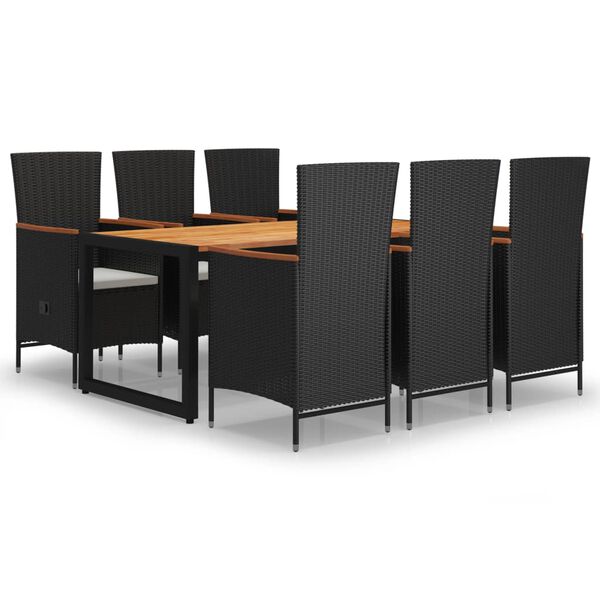 vidaXL 7 Piece Garden Dining Set Black