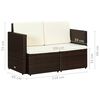 vidaXL 2 Seater Garden Sofa with Cushions Brown Poly Rattan