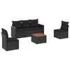 vidaXL 6 Piece Garden Sofa Set with Cushions Black Poly Rattan