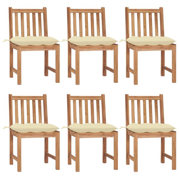 vidaXL Garden Chairs 6 pcs with Cushions Solid Teak Wood