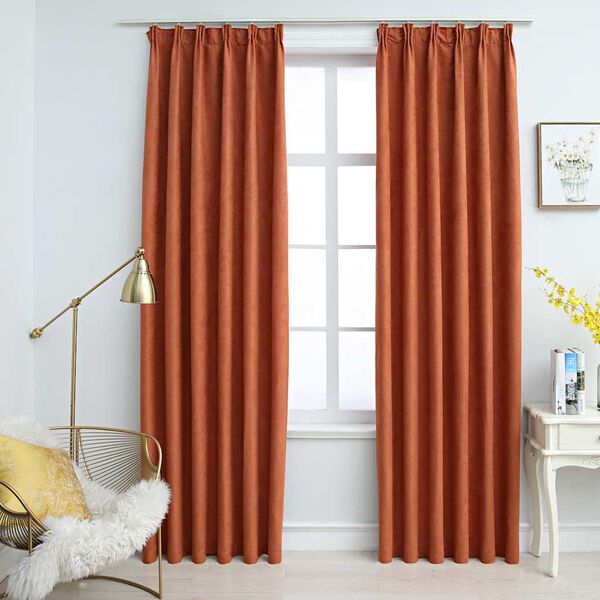 vidaXL Blackout Curtains with Hooks 2 pcs Rust 140x175 cm