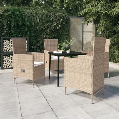 vidaXL 5 Piece Garden Dining Set with Cushions Beige