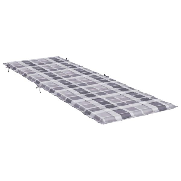 vidaXL Sun Lounger Cushion Grey Check Pattern 186x58x4cm Oxford Fabric
