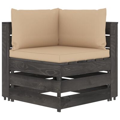 vidaXL 2-Seater Garden Sofa with Cushions Grey Impregnated Wood