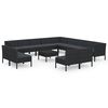 vidaXL 14 Piece Garden Lounge Set with Cushions Poly Rattan Black