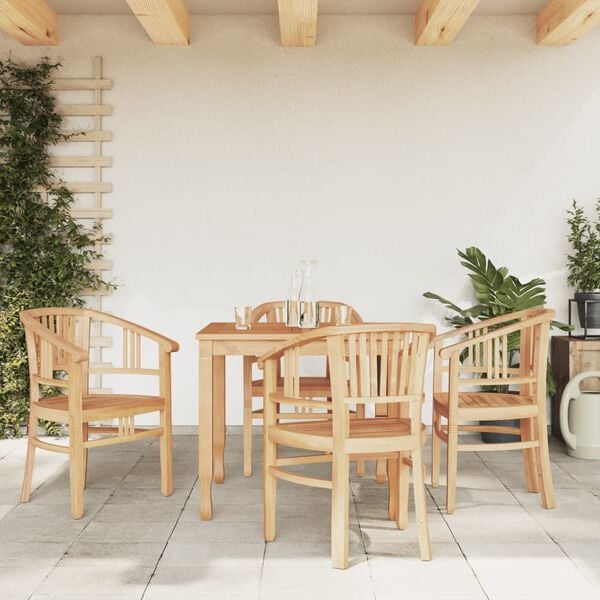 vidaXL 5 Piece Garden Dining Set Solid Wood Teak