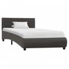 vidaXL Bed Frame with LED without Mattress Grey Faux Leather 90x200 cm