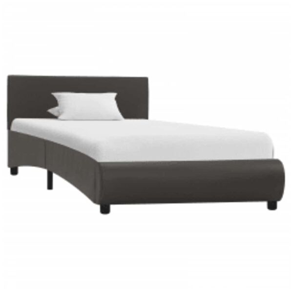 vidaXL Bed Frame with LED without Mattress Grey Faux Leather 90x200 cm