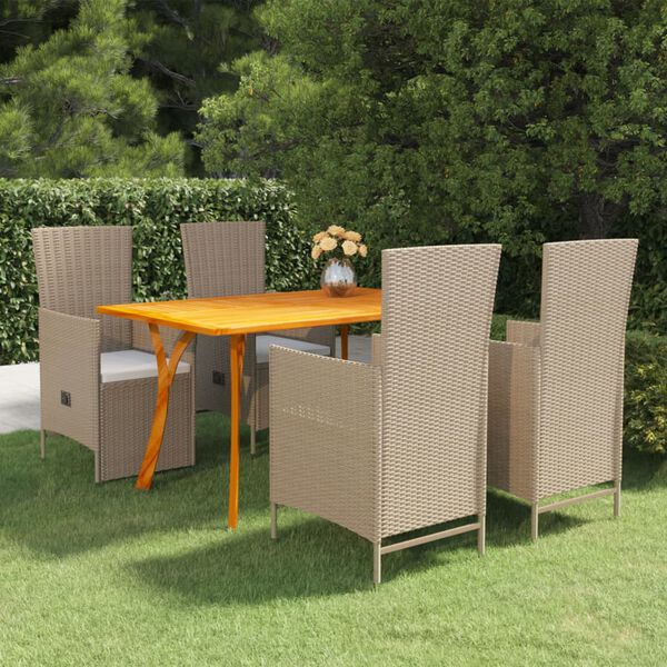 vidaXL 5 Piece Garden Dining Set Beige