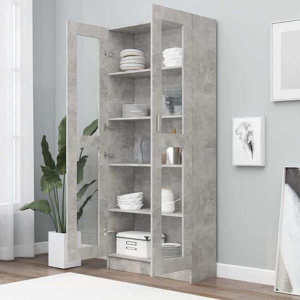 vidaXL Vitrine Cabinet Concrete Grey 82.5x30.5x185 cm Engineered Wood
