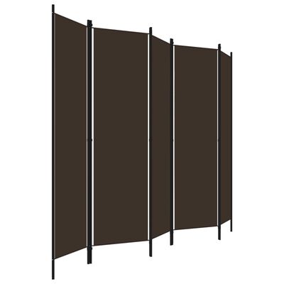 vidaXL 5-Panel Room Divider Brown 250x180 cm