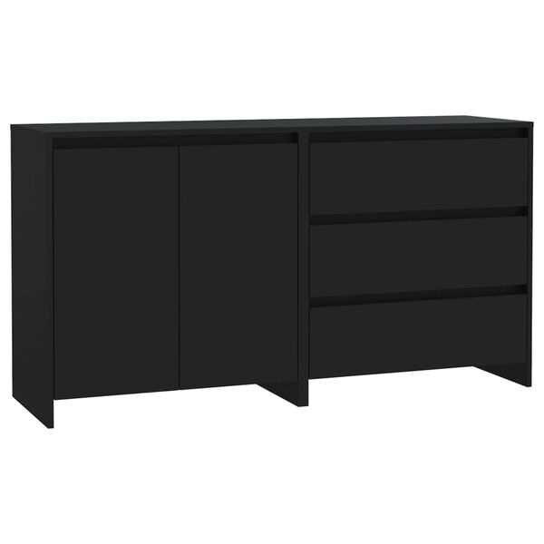 vidaXL 2 Piece Sideboard Black Engineered Wood