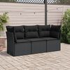vidaXL 3 Piece Garden Sofa Set with Cushions Black Poly Rattan