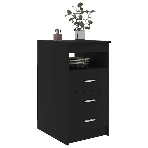 vidaXL Drawer Cabinet Black 40x50x76 cm Engineered Wood