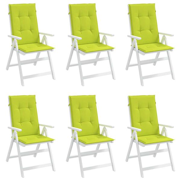 vidaXL Garden Highback Chair Cushions 6 pcs Bright Green 120x50x3 cm Fabric