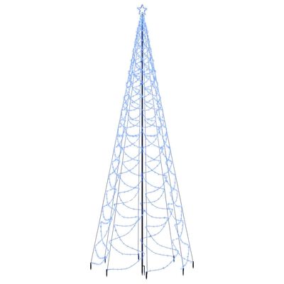 vidaXL Christmas Tree with Metal Post 1400 LEDs Blue 5 m