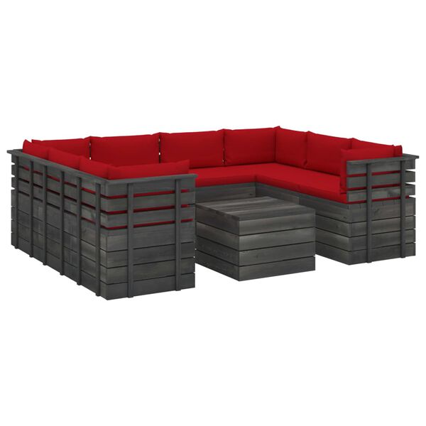 vidaXL 9 Piece Garden Pallet Lounge Set with Cushions Solid Pinewood