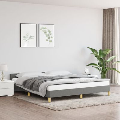 vidaXL Bed Frame with Headboard Dark Grey 183x203 cm King Size Fabric