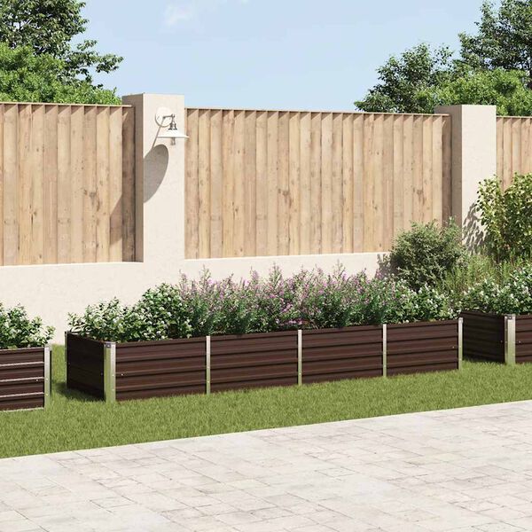 vidaXL Garden Raised Bed Brown 320x80x45 cm Galvanised Steel