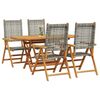 vidaXL Garden Dining Set Folding 5 pcs Grey Solid Acacia Wood