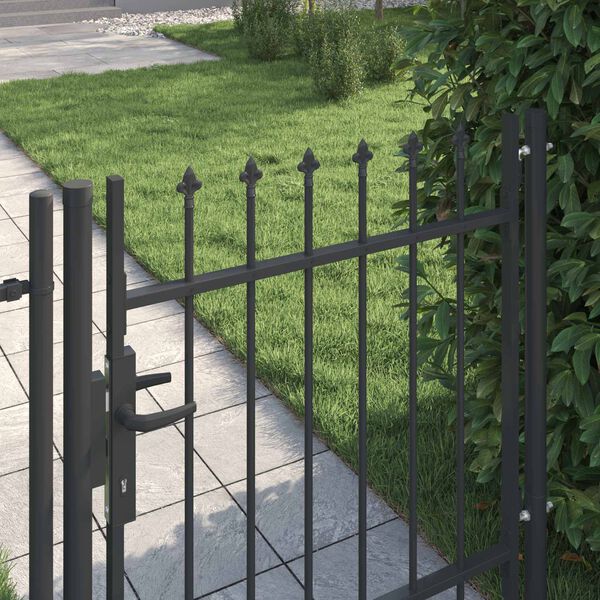 vidaXL Fence Gate Single Door with Spike Top Steel 1x1 m Black