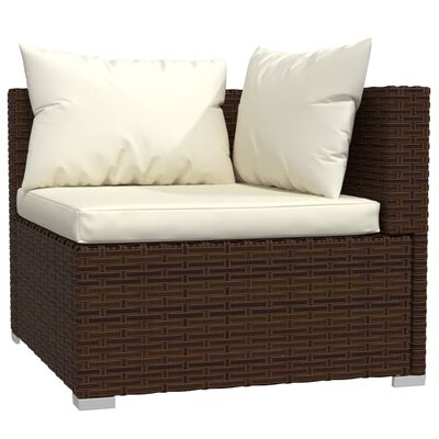 vidaXL 10 Piece Garden Lounge Set with Cushions Poly Rattan Brown