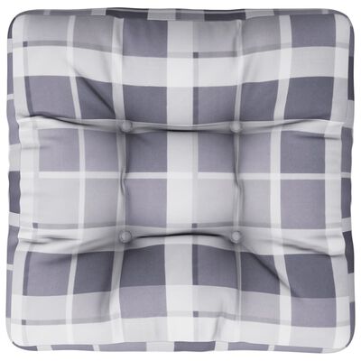 vidaXL Pallet Cushion Grey Check Pattern 58x58x10 cm Fabric