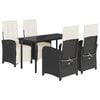 vidaXL 5 Piece Garden Dining Set with Cushions Black Poly Rattan