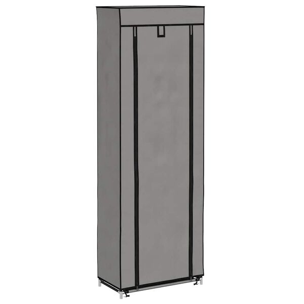 vidaXL Shoe Cabinet with Cover Grey 57x29x162 cm Fabric