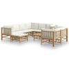 vidaXL 10 Piece Garden Lounge Set with Cream White Cushions Bamboo
