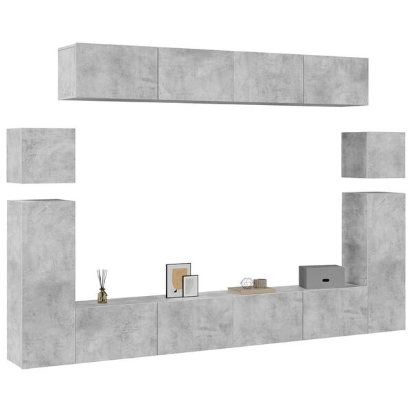 vidaXL 8 Piece TV Cabinet Set Concrete Grey Engineered Wood