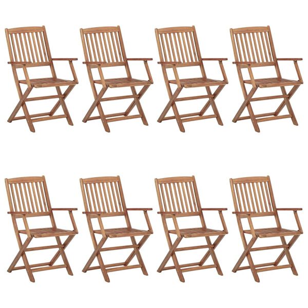 vidaXL Folding Outdoor Chairs 8 pcs Solid Acacia Wood