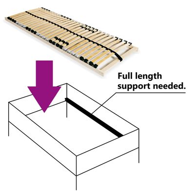 vidaXL Slatted Bed Base without Mattress with 28 Slats 7 Zones 70x200 cm