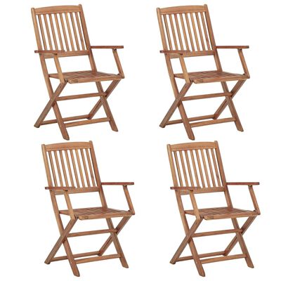 vidaXL Folding Garden Chairs 4 pcs with Cushions Solid Acacia Wood
