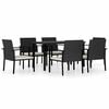 vidaXL 7 Piece Garden Dining Set Poly Rattan Black