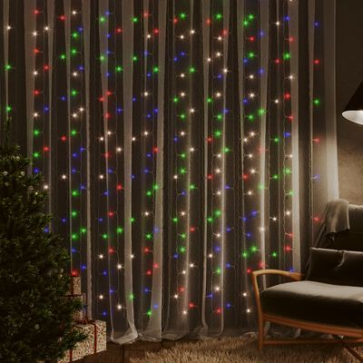 vidaXL LED Curtain Fairy Lights 3x3m 300 LED Colourful 8 Function