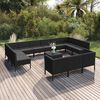 vidaXL 14 Piece Garden Lounge Set with Cushions Poly Rattan Black