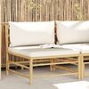vidaXL Garden Middle Sofa with Cream White Cushions Bamboo