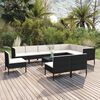 vidaXL 11 Piece Garden Lounge Set with Cushions Poly Rattan Black