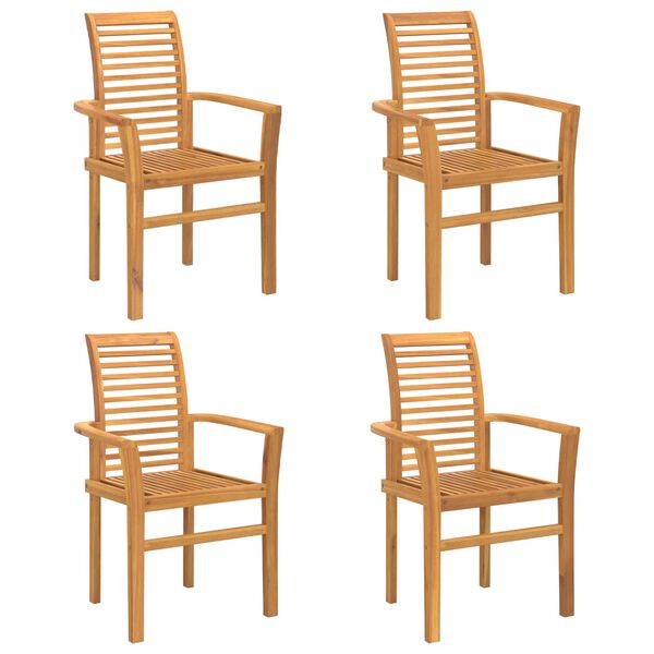 vidaXL Stacking Dining Chairs 4 pcs Solid Teak