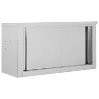 vidaXL Kitchen Wall Cabinet with Sliding Doors 90x40x50 cm Stainless Steel