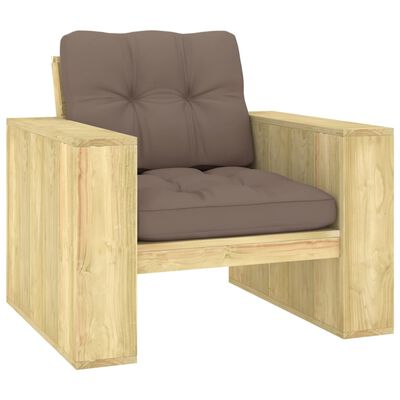 vidaXL Garden Chair with Taupe Cushions Impregnated Pinewood