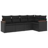 vidaXL 5 Piece Garden Sofa Set with Cushions Black Poly Rattan
